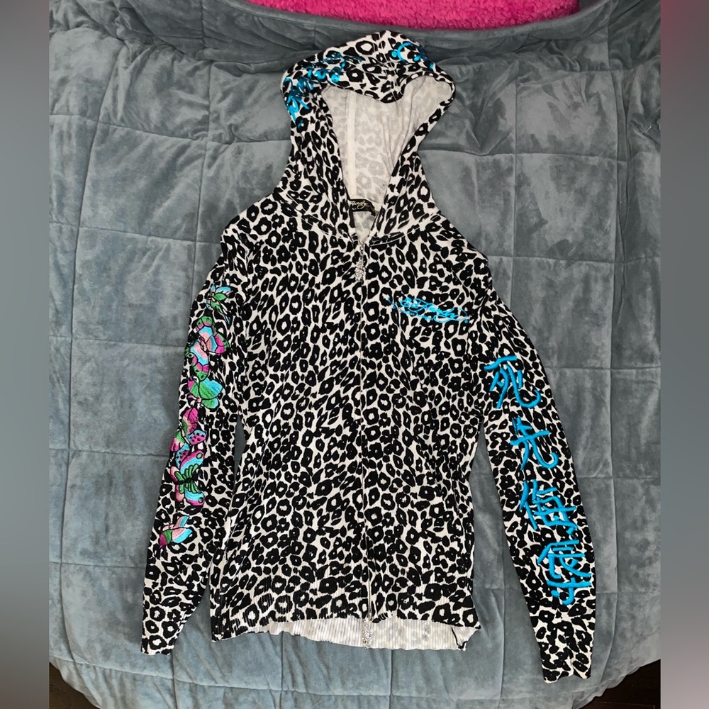 Leopard Print y2k Ed Hardy Jacket